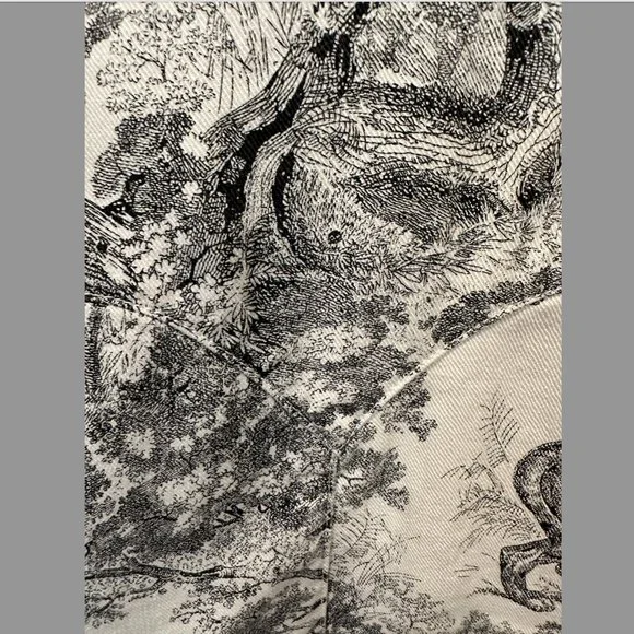 Dior Toile De Jouy Button Front Long Sleeve Shirt In White And Black Cotton - Picture 7 of 12